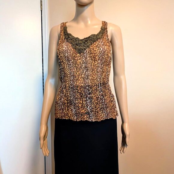 NWOT Ness Crinkled Stretch Lace Sequin Ruffle - Picture 4 of 11